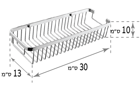 רשת מלבנית למקלחת גוון שחור 30 סמ