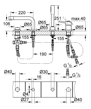 ערכה חיצונית לסט מדופן 19576001 קונצ'טו CONCETTO כרום GROHE