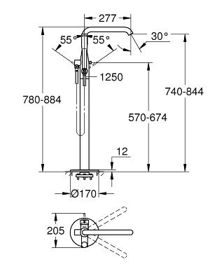 ערכה חיצונית מהרצפה 23491001 אסנס ESSENCE כרום GROHE