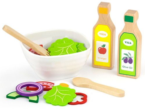 סט להכנת סלט ירקות מעץ ולבד 51 חלקים