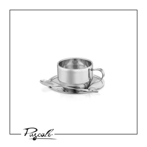 Pascale Stainless Steel Cup Saucer Spoont Set