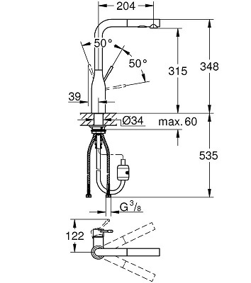ברז מטבח נשלף GROHE-גרואה סדרת Essence 30270DL0 רוז גולד