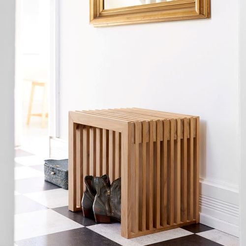 ספסל מעוצב קטן עץ טיק RIB bench