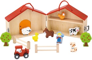 חווה עם ידית נשיאה מעץ מלא 10 אביזרים