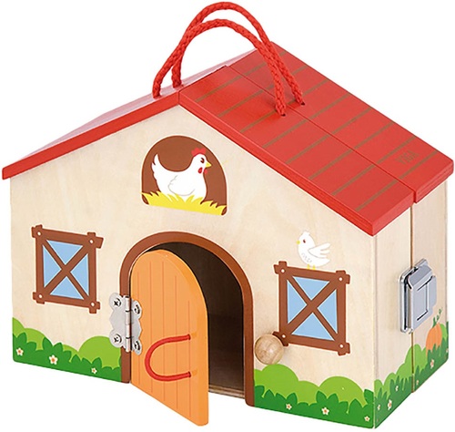 חווה עם ידית נשיאה מעץ מלא 10 אביזרים