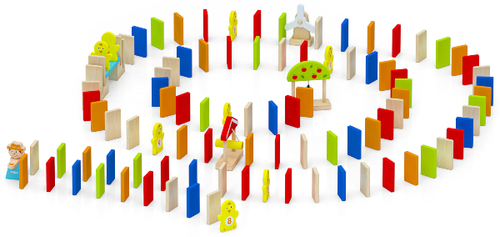 דלי 116 לבני דומינו צבעוניות מעץ מלא