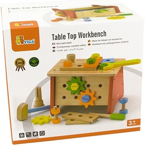 שולחן וארגז כלי עבודה מעץ מלא 15 חלקים