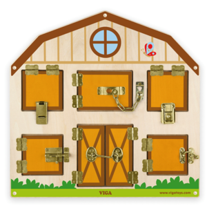 לוח פעילות עם מנעולים 6 דלתות מעץ מלא - חווה