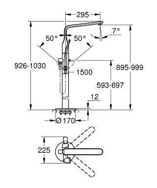 ערכה חיצונית מהרצפה 32222001 וריס VERIS כרום GROHE