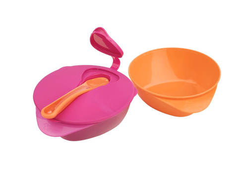 זוג קעריות + מכסה וכפית אקספלורה טומי טיפי Tomme Tippee ורוד וכתום
