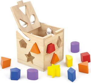 קוביית תיאום צורות ולימוד צבעים מעץ מלא + 12 חלקים