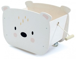 תיבת צעצועים מעוצבת מעץ עם חבל משיכה