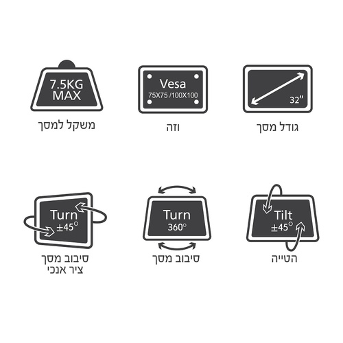 מתקן תלייה ל-2 מסכי מחשב עם חיבור שולחני Lexus LCM-221