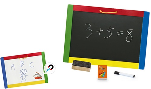 לוח כתיבה מגנטי דו צדדי + גירים וטושים