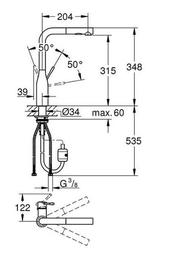 ברז מטבח נשלף GROHE-גרואה סדרת Essence מקט 30270AL0 