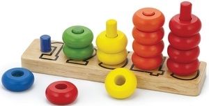 מגדל טבעות ומספרים 1-5 מעץ מלא 16 חלקים