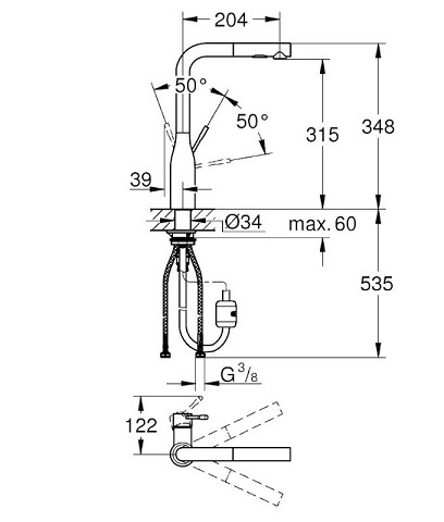 ברז מטבח נשלף GROHE סדרת Essence מקט 30270DAO רוז גולד מבריק