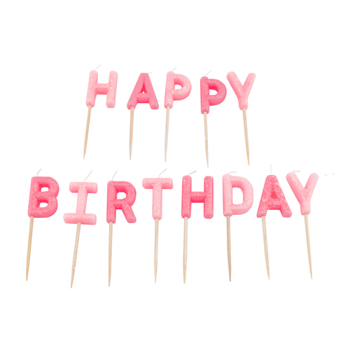 סט נר ורוד HAPPY BIRTHDAY