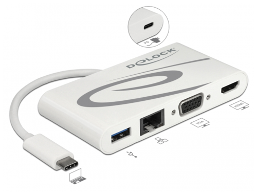 Delock USB Type-C™ 3.1 Docking Station HDMI 4K 30 Hz + VGA + LAN + USB PD