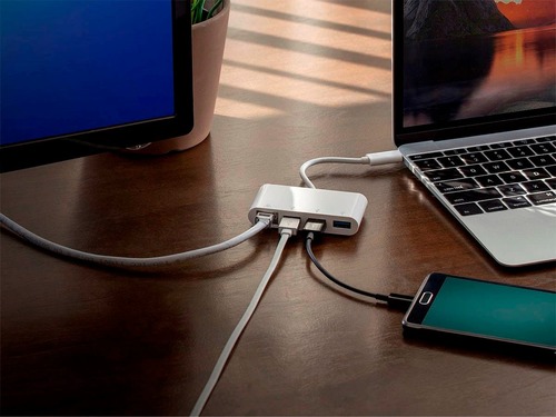 USB-C HUB Adaptor RJ45+USB3.0x3