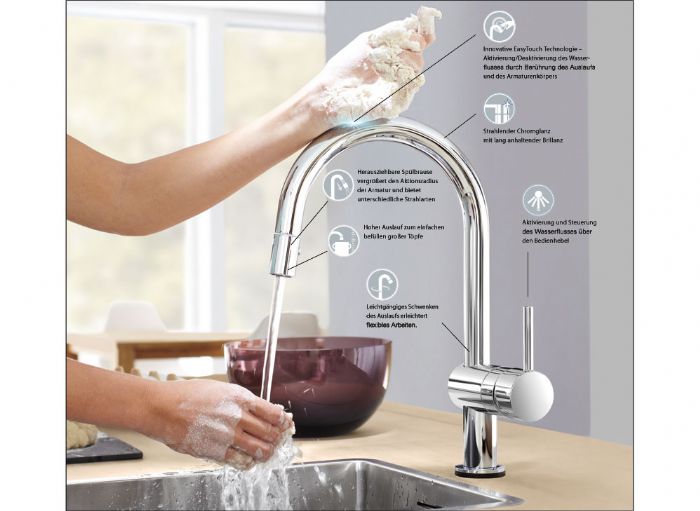 להיט- GROHE גרמניה ברז פתיחה וסגירה בנגיעה minta touch