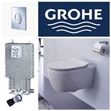 מבצע החודש .גרואה.מיכל הדחה סמוי GROHE +אסלה מפוארת חללית.אספקה מיידית.
