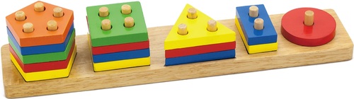 לוח התאמת צורות גיאומטריות ולימוד צבעים מעץ 16 חלקים