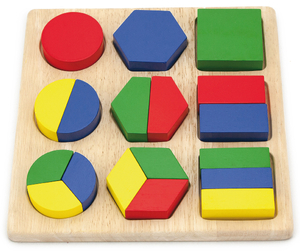 פאזל 9 צורות 3 שלבים מעץ 19 חלקים