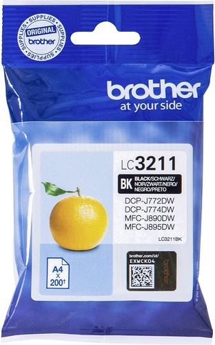 ראש דיו שחור מקורי Brother LC3211BK מיכל עד 200 דפים
