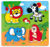פאזל מעץ לפעוטות עם כפתורים 4 חלקים - חיות הג'ונגל