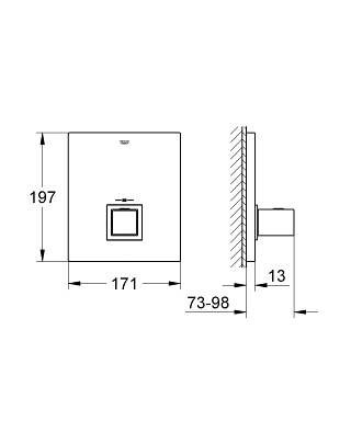 כיסוי חיצוני 19961000 GROHTHERM CUBE כרום GROHE