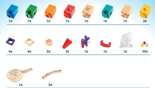 משחק מדרון גולות 28 חלקים מעץ ו 30 גולות