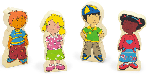 סט הרכבת 4 בובות מגנטי מעץ 12 חלקים