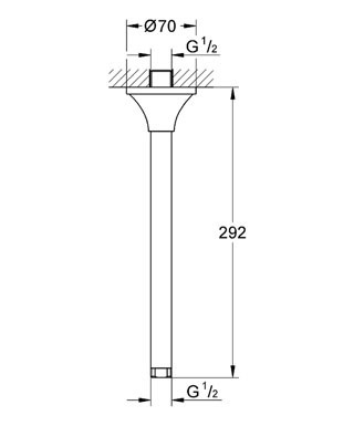 000 982 27 GROHE זרוע לראש מקלחת להתקנה מהתקרה Germany 