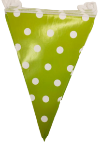 שרשראות דגלים לקישוט מסיבה בגוון ירוק עם נקודות לבנות