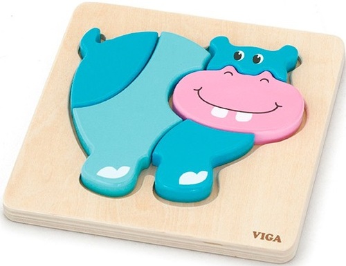 פאזל 5 חלקים מעץ מלא - היפופוטם