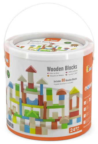 דלי 80 קוביות בנייה מעץ