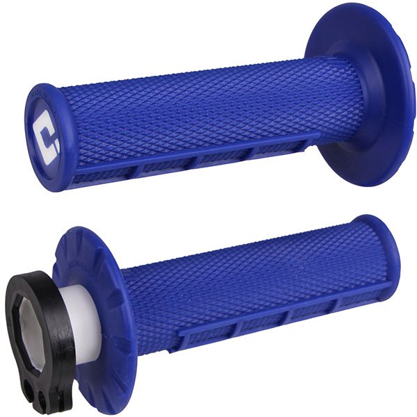 גריפים עם נעילה וידית מצערת כחול- ODI V2 LOCK ON HALF WAFFLE
