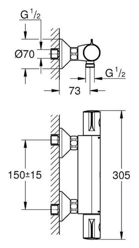 GROHE-גרואה ברז סוללה לאמבטיה תרמוסטטית דגם 34576000