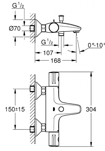 GROHE-גרואה ברז סוללה לאמבטיה תרמוסטטית דגם 34576000