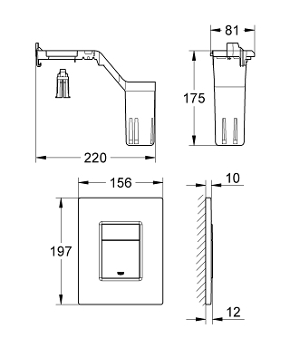 לחצן גרואה + מתקן לטבליות 38805000 כרום GROHE