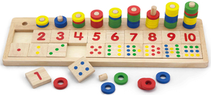 לוח ספירה 1-10 והתאמת מספרים מעץ מלא