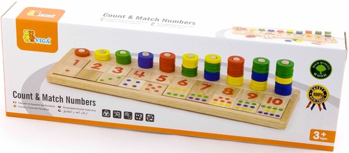 לוח ספירה 1-10 והתאמת מספרים מעץ מלא