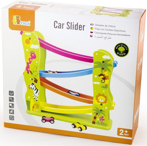 מסלול עץ למכוניות + 4 מכוניות