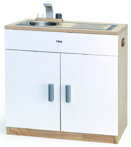 ארון לבן + כיור מעץ