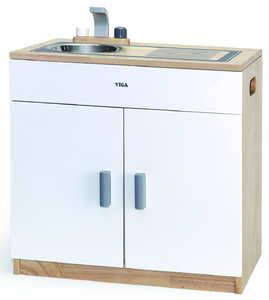 ארון לבן + כיור מעץ