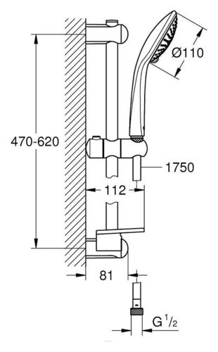 מוט מקלחת לאמבטיה GROHE דגם 27232001 EUPHORIA