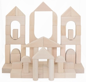 סט 52 קוביות מעץ מלא לבנייה