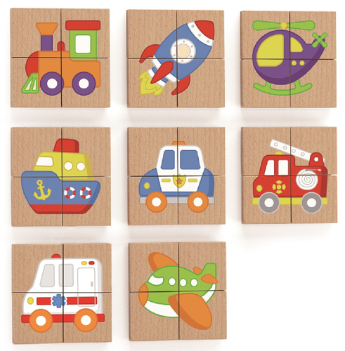 סט 32 פאזלים מגנטיים  - כלי תחבורה