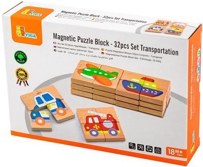 סט 32 פאזלים מגנטיים  - כלי תחבורה